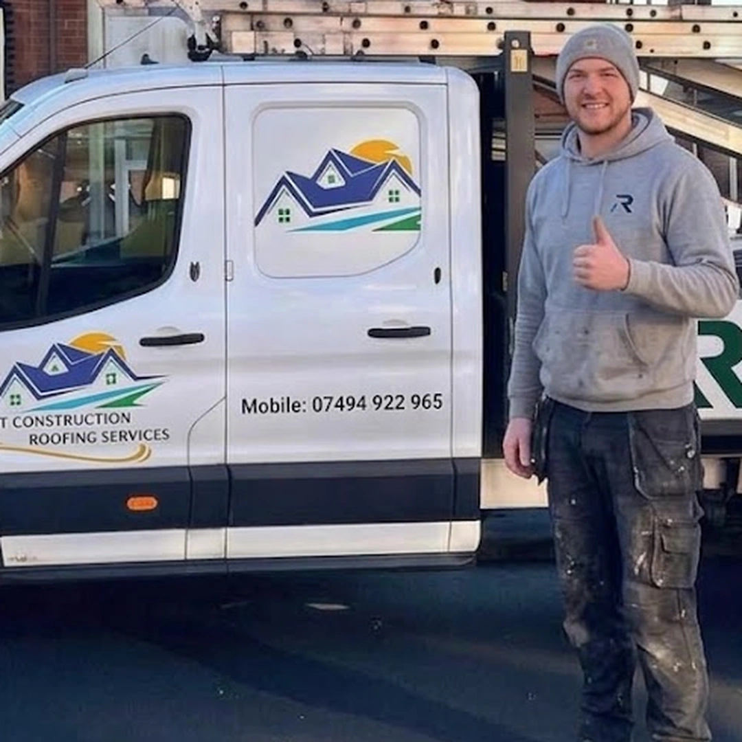 Cruz Evans with the Swift Construction van